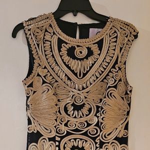 JS Collections formal black with gold soutache embroidery